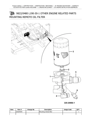 JCB JS200SC T4 ecoMax TRACKED EXCAVATOR Parts Catalogue Manual (Serial Number 02135355-02137855)