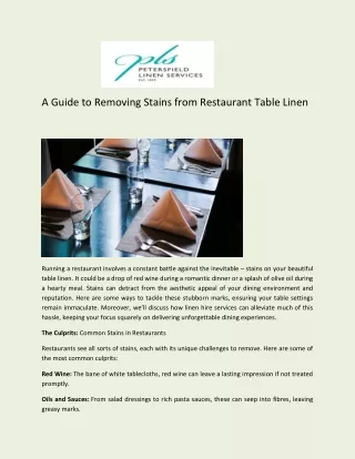 A Guide to Removing Stains from Restaurant Table Linen - Petersfield Linen Services