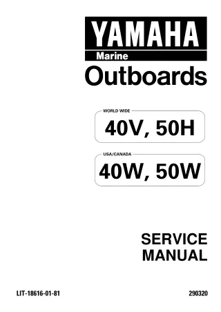 YAMAHA OUTBOARD 40VEO, 40ER Service Repair Manual L 842362 -