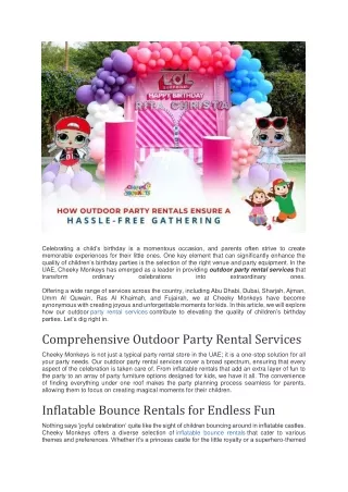 Elevate Your Child's Birthday Party with Cheeky Monkeys' Party Rental Services