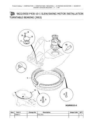 JCB JS220HR 4F TRACKED EXCAVATOR Parts Catalogue Manual (Serial Number 02424851-02425350)