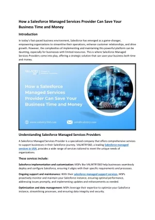 How a Salesforce Managed Services Provider Can Save Your Business Time and Money