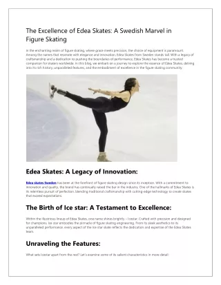 The Excellence of Edea Skates