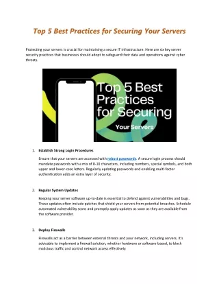 Top 5 Best Practices for Securing Your Servers