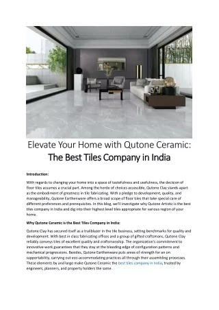 Qutone Ceramic - best tiles company in India