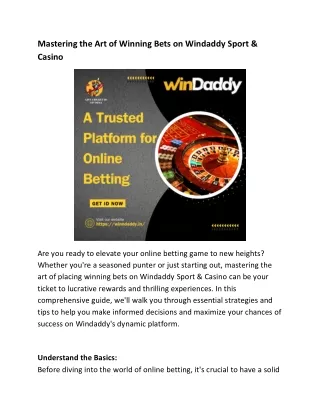 Mastering the Art of Winning Bets on Windaddy Sport & Casino