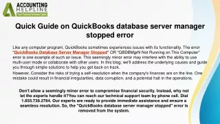 How to Resolve QuickBooks Database Server Manager Stopped Issue