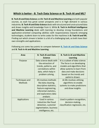 Which is better - B. Tech Data Science or B. Tech AI and ML