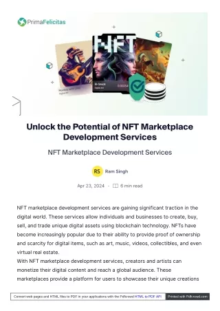 Discover the Power of NFT Marketplace Development Services