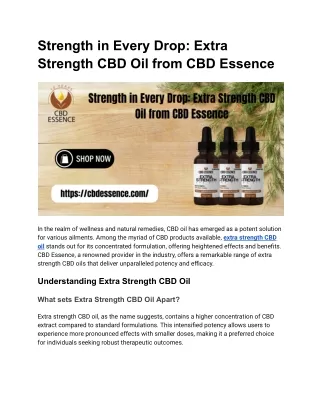 Strength in Every Drop_ Extra Strength CBD Oil from CBD Essence