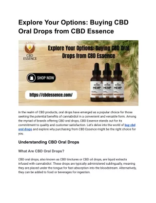 Explore Your Options_ Buying CBD Oral Drops from CBD Essence