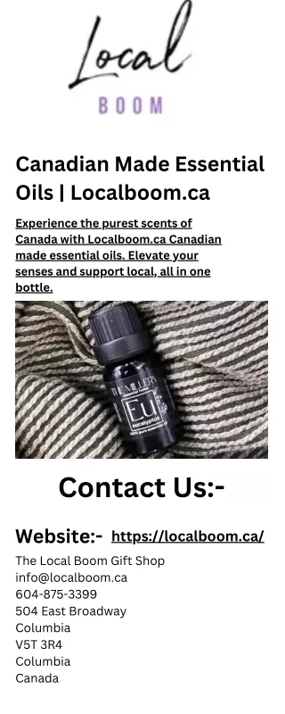 Canadian Made Essential Oils | Localboom.ca