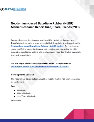 Neodymium-based Butadiene Rubber (NdBR) Market