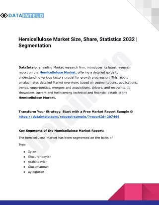 Hemicellulose Market Size, Share and growth