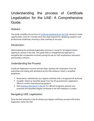 Understanding the process of Certificate Legalization for the UAE_ A Comprehensive Guide