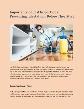 Importance of Pest Inspections: Preventing Infestations Before They Start