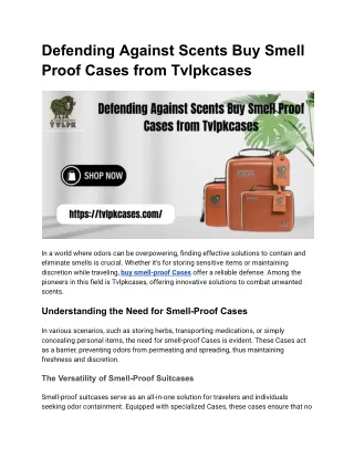 Defending Against Scents Buy Smell Proof Cases from Tvlpkcases