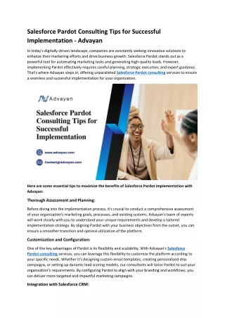 Salesforce Pardot Consulting Tips for Successful Implementation