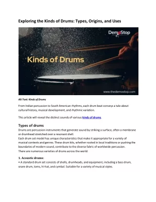 A Guide to Various Kinds of Drums and Percussion Instruments