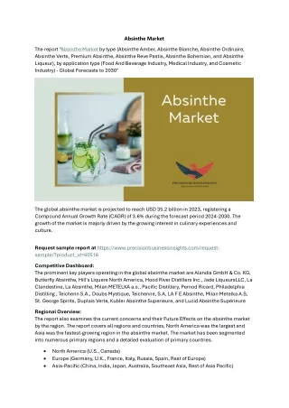 Absinthe Market Size, Trends and Growth 2024