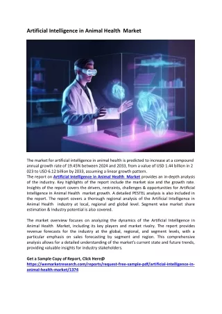 Artificial Intelligence in Animal Health  Market