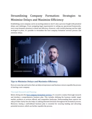 Streamlining Company Formation_ Strategies to Minimize Delays and Maximize Efficiency