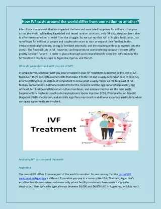 How IVF costs around the world differ from one nation to another