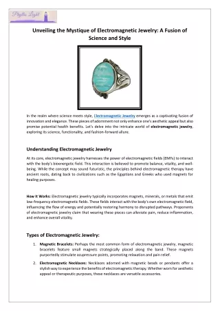 Unveiling the Mystique of Electromagnetic Jewelry - A Fusion of Science and Style