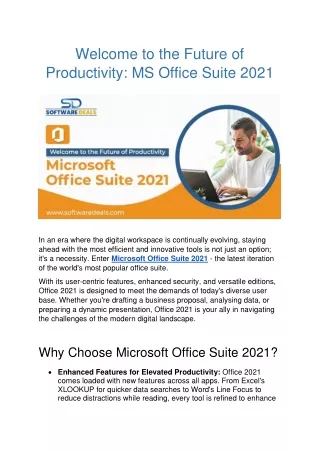 Welcome to the Future of Productivity MS Office Suite 2021