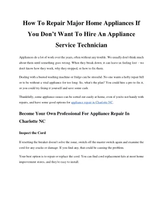 (23-4-24) How To Repair Major Home Appliances If You Don’t Want To Hire An Appliance Service Technician