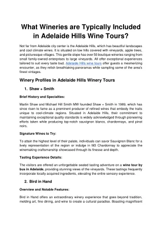 What Wineries are Typically Included in Adelaide Hills Wine Tours