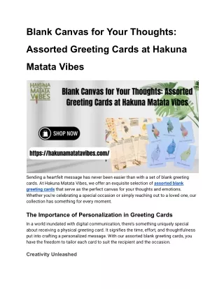 Blank Canvas for Your Thoughts_ Assorted Greeting Cards at Hakuna Matata Vibes