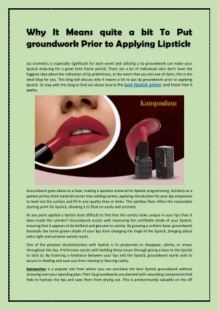 Why It Means quite a bit To Put groundwork Prior to Applying Lipstick