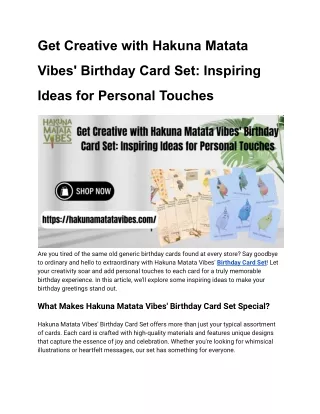 Get Creative with Hakuna Matata Vibes' Birthday Card Set_ Inspiring Ideas for Personal Touches