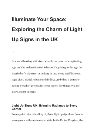 Illuminate Your Space_ Exploring the Charm of Light Up Signs in the UK