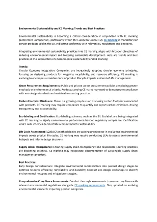 Environmental Sustainability and CE Marking