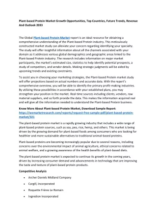 Plant-based Protein Market Growth Opportunities