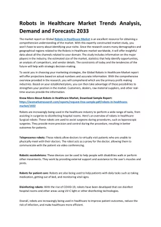 Robots in Healthcare Market Trends Analysis