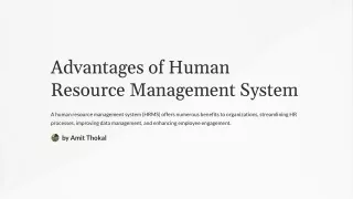 Advantages of Human Resource Management System