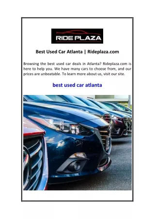 Best Used Car Atlanta  Rideplaza.com