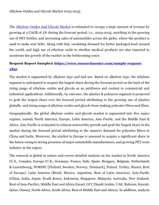 Alkylene Oxides and Glycols Market