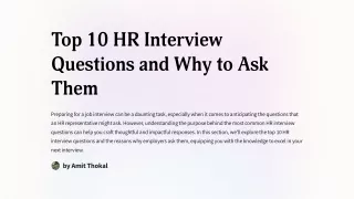 Top 10 HR Interview Questions and Why to Ask Them