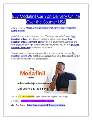 Buy Modafinil Cash on Delivery Online Over the Counter USA