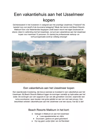 Vakantiehuis aan het IJsselmeer kopen