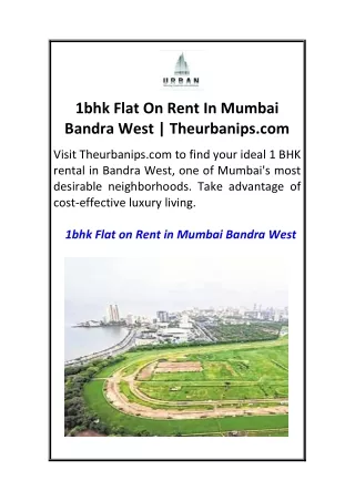 1bhk Flat On Rent In Mumbai Bandra West  Theurbanips.com