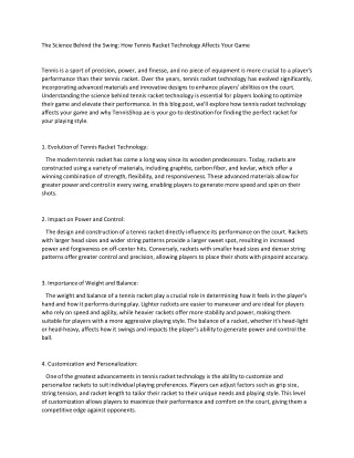 The Science Behind the Swing How Tennis Racket Technology Affects Your Game