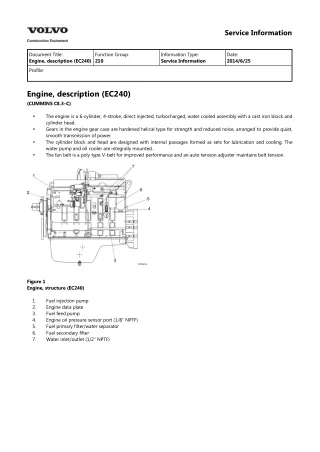 Volvo EC240 Excavator Service Repair Manual Instant Download