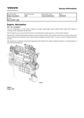 Volvo EC240C L EC240CL Excavator Service Repair Manual Instant Download