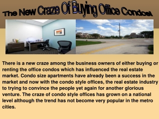 The New Craze Of Buying Office Condos!