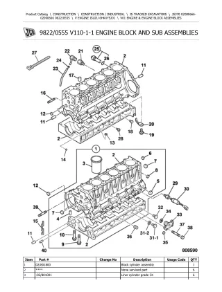 JCB JS370 TRACKED EXCAVATOR Parts Catalogue Manual (Serial Number 02080666-02090666)